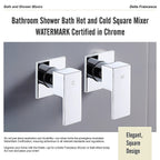 Bathroom Shower Bath Hot and Cold Square Mixer WATERMARK Certified in Chrome