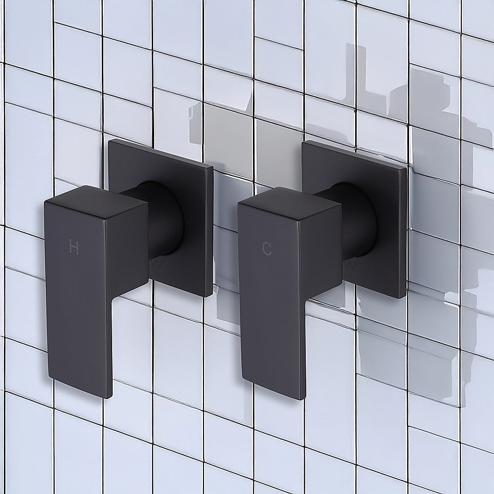 Bathroom Shower Bath Hot and Cold Square Mixer WATERMARK Certified in Black