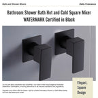Bathroom Shower Bath Hot and Cold Square Mixer WATERMARK Certified in Black