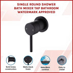 Single Round Shower Bath Mixer Tap Bathroom WATERMARK Approved