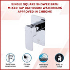Single Square Shower Bath Mixer Tap Bathroom WATERMARK Approved in Chrome