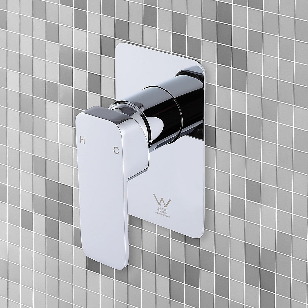 Single Square Shower Bath Mixer Tap Bathroom WATERMARK Approved in Chrome