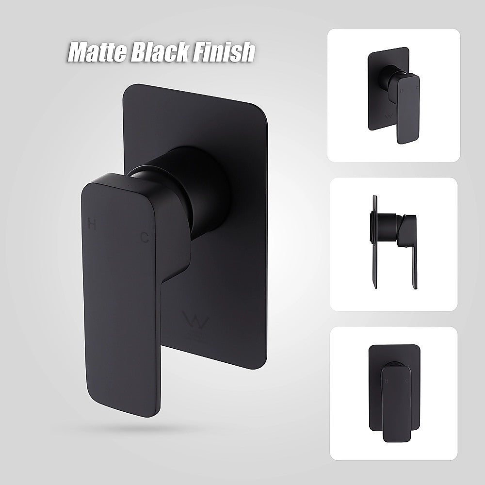 Single Square Shower Bath Mixer Tap Bathroom WATERMARK Approved in Black
