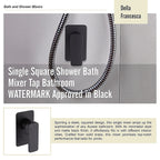Single Square Shower Bath Mixer Tap Bathroom WATERMARK Approved in Black