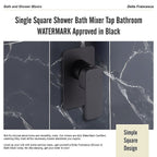 Single Square Shower Bath Mixer Tap Bathroom WATERMARK Approved in Black