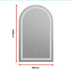 Arched LED Wall Mirror Bathroom Mirrors Makeup Anti-fog 600mm x 1000mm