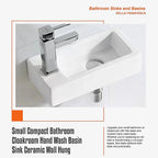 Small Compact Bathroom Cloakroom Hand Wash Basin Sink Ceramic Wall Hung
