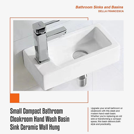 Small Compact Bathroom Cloakroom Hand Wash Basin Sink Ceramic Wall Hung