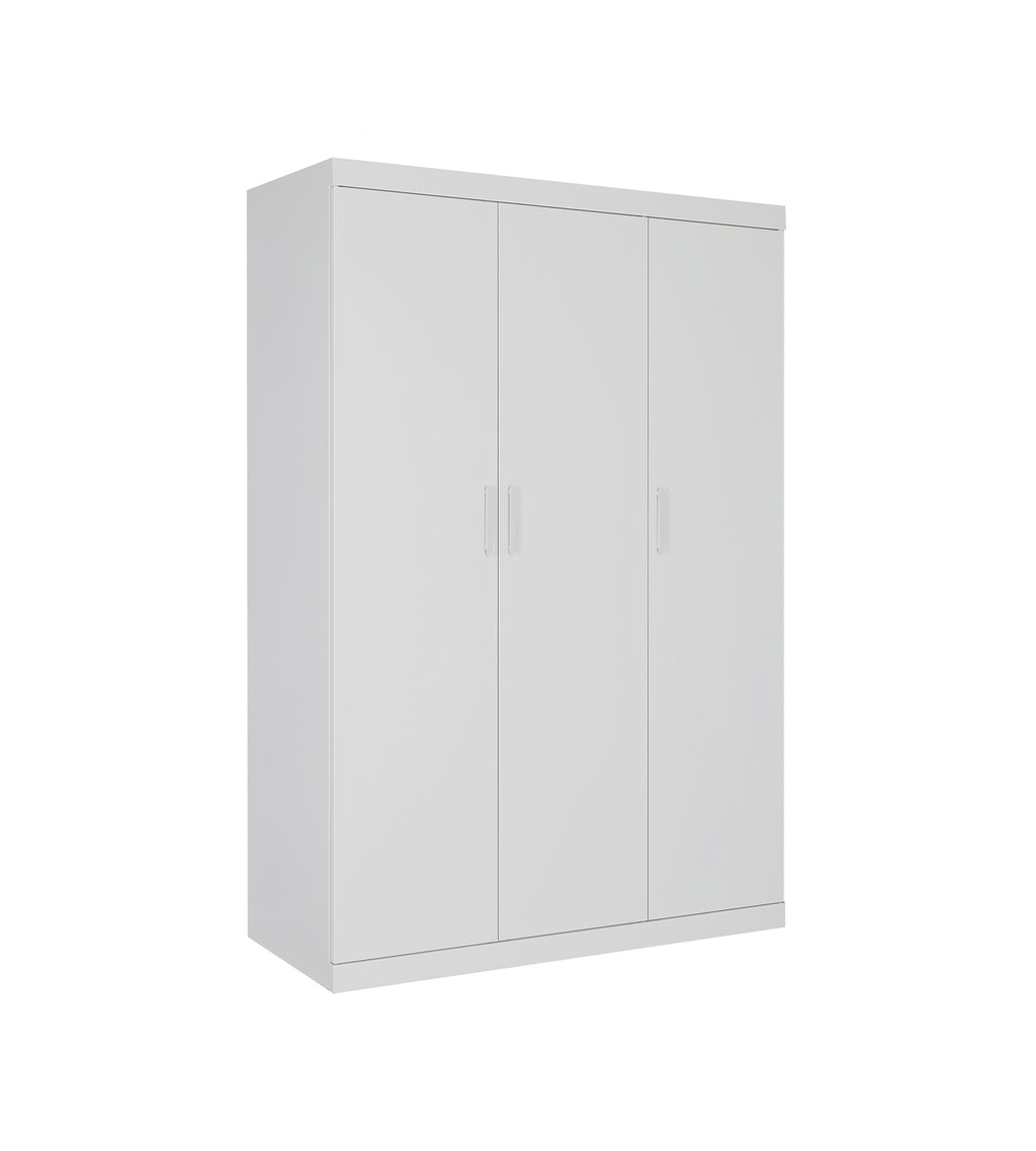 Elegant White Gloss 3-Door Wardrobe with Shelves
