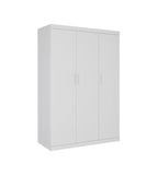 Elegant White Gloss 3-Door Wardrobe with Shelves