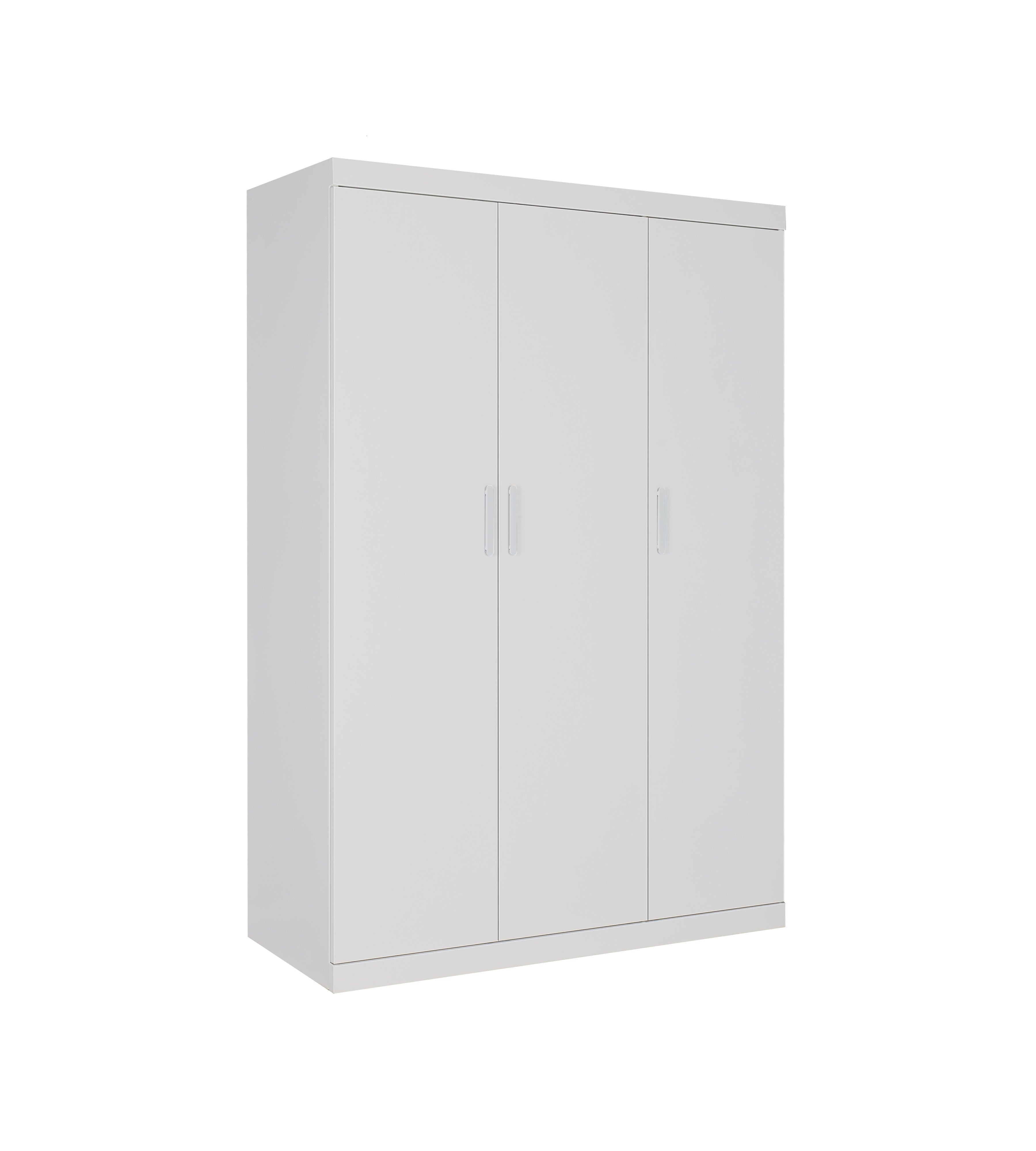 Elegant White Gloss 3-Door Wardrobe with Shelves