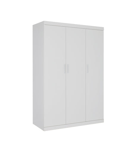 Elegant White Gloss 3-Door Wardrobe with Shelves