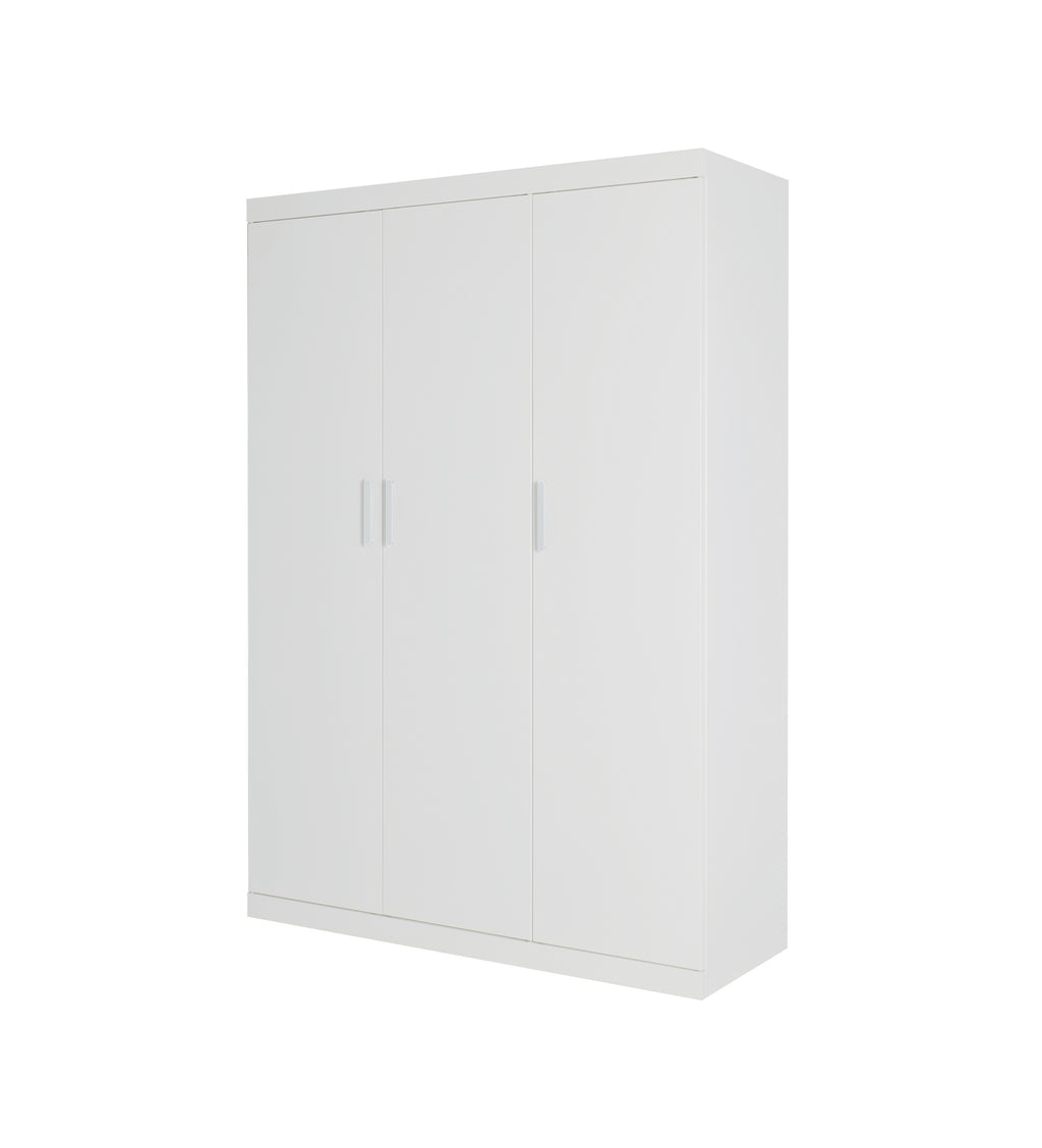 Elegant White Gloss 3-Door Wardrobe with Shelves
