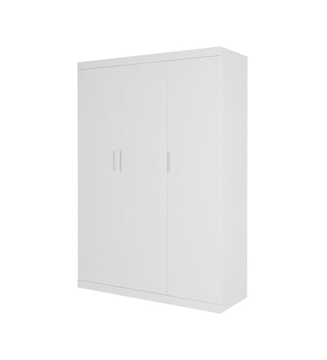 Elegant White Gloss 3-Door Wardrobe with Shelves