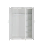 Elegant White Gloss 3-Door Wardrobe with Shelves