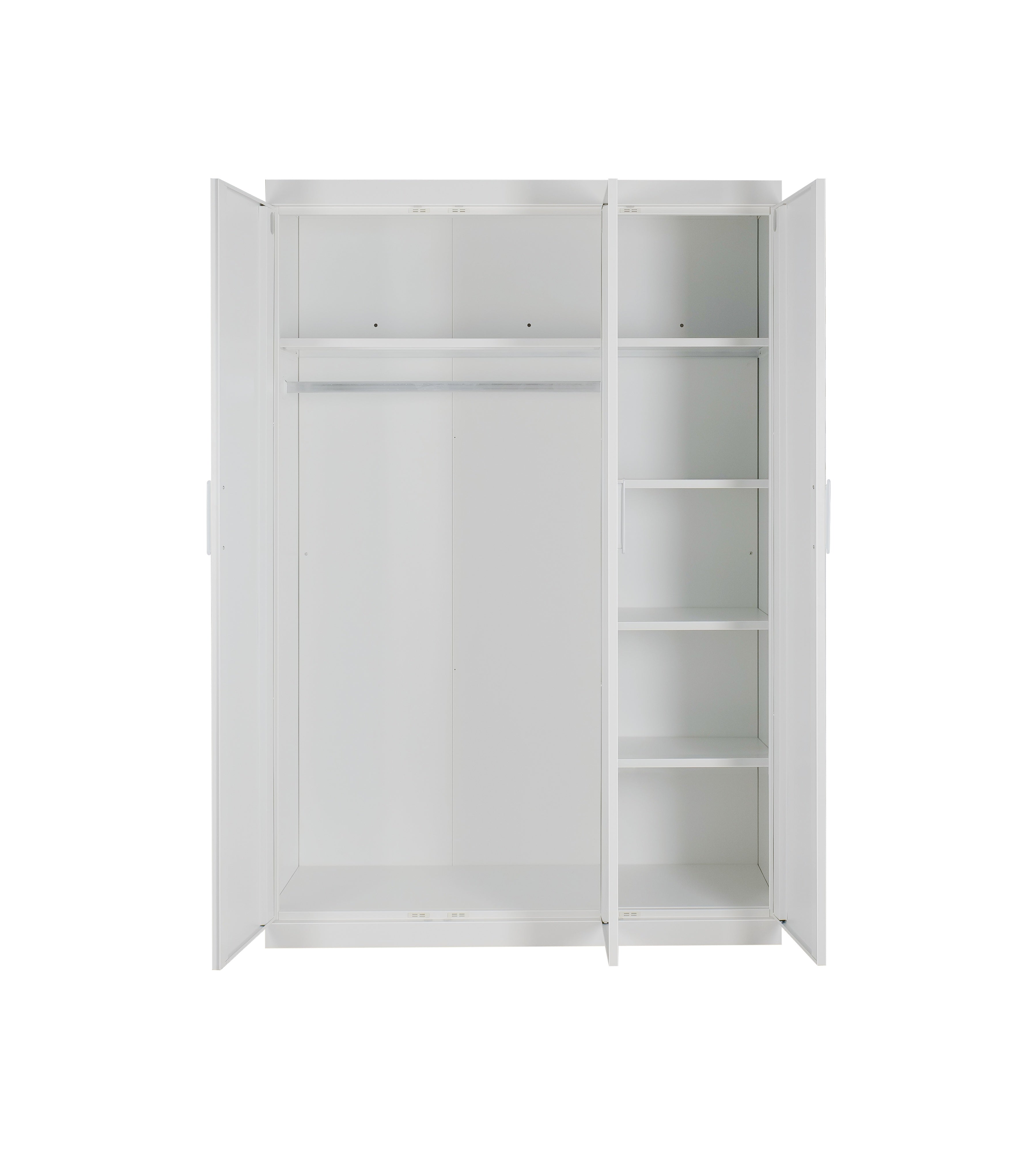 Elegant White Gloss 3-Door Wardrobe with Shelves