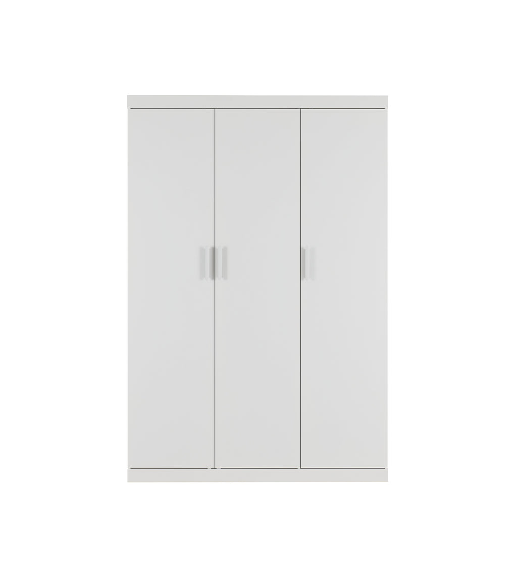 Elegant White Gloss 3-Door Wardrobe with Shelves