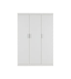 Elegant White Gloss 3-Door Wardrobe with Shelves