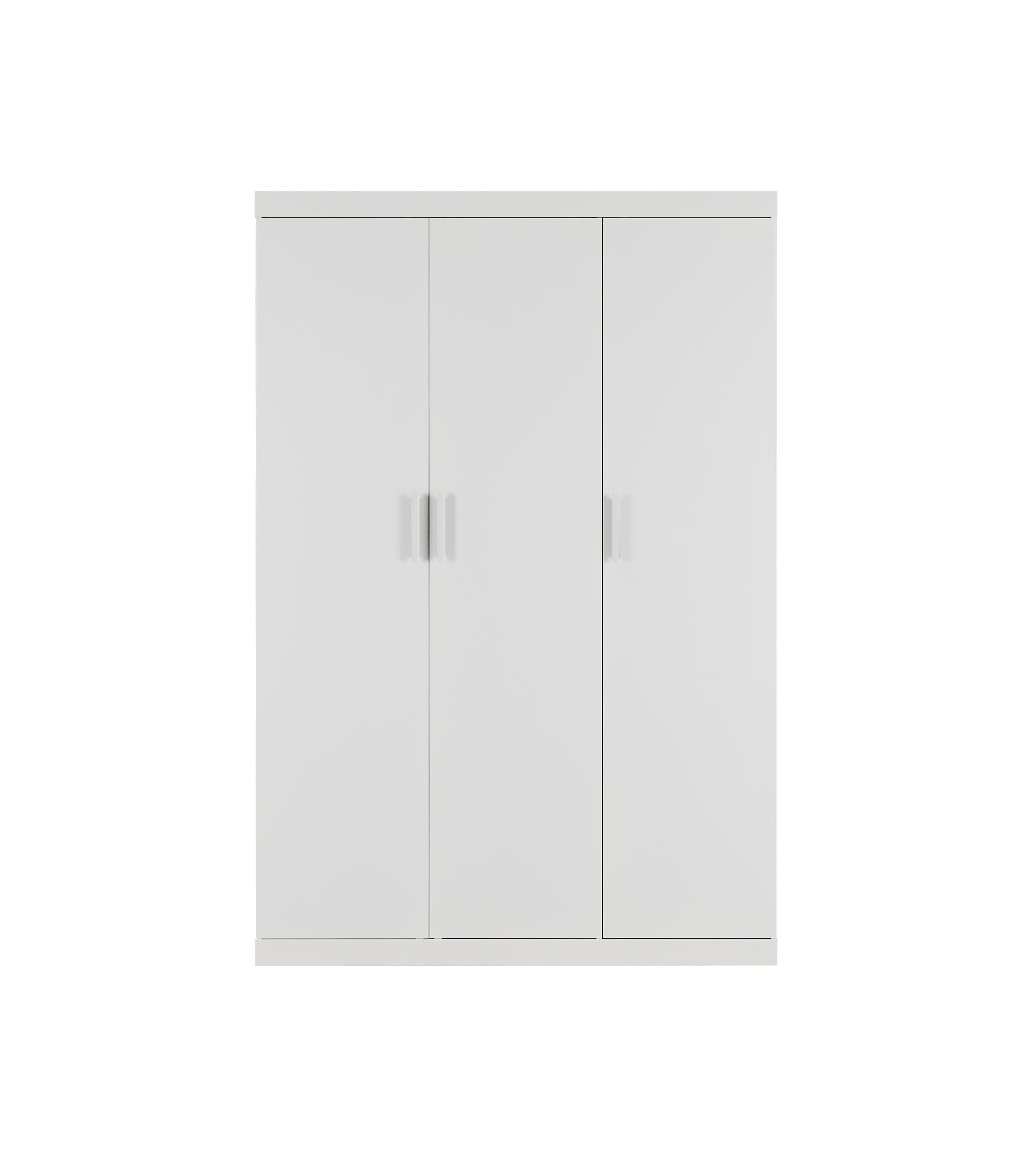 Elegant White Gloss 3-Door Wardrobe with Shelves