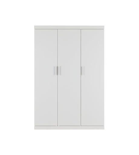 Elegant White Gloss 3-Door Wardrobe with Shelves