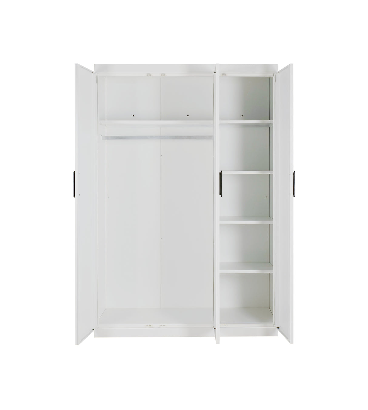 Modern White Gloss 3-Door Wardrobe with Black Handles