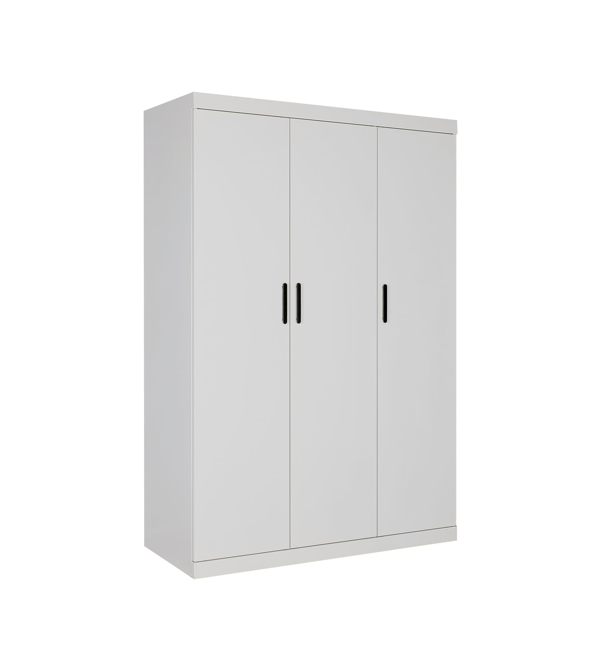 Modern White Gloss 3-Door Wardrobe with Black Handles