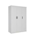 Modern White Gloss 3-Door Wardrobe with Black Handles