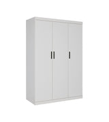 Modern White Gloss 3-Door Wardrobe with Black Handles