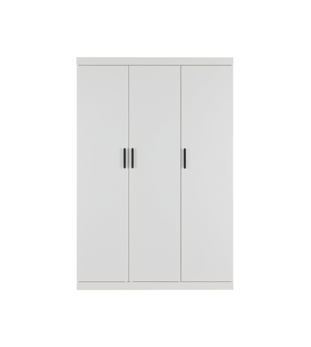 Modern White Gloss 3-Door Wardrobe with Black Handles