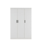 Modern White Gloss 3-Door Wardrobe with Black Handles