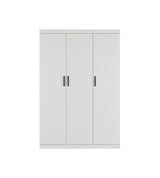 Modern White Gloss 3-Door Wardrobe with Black Handles