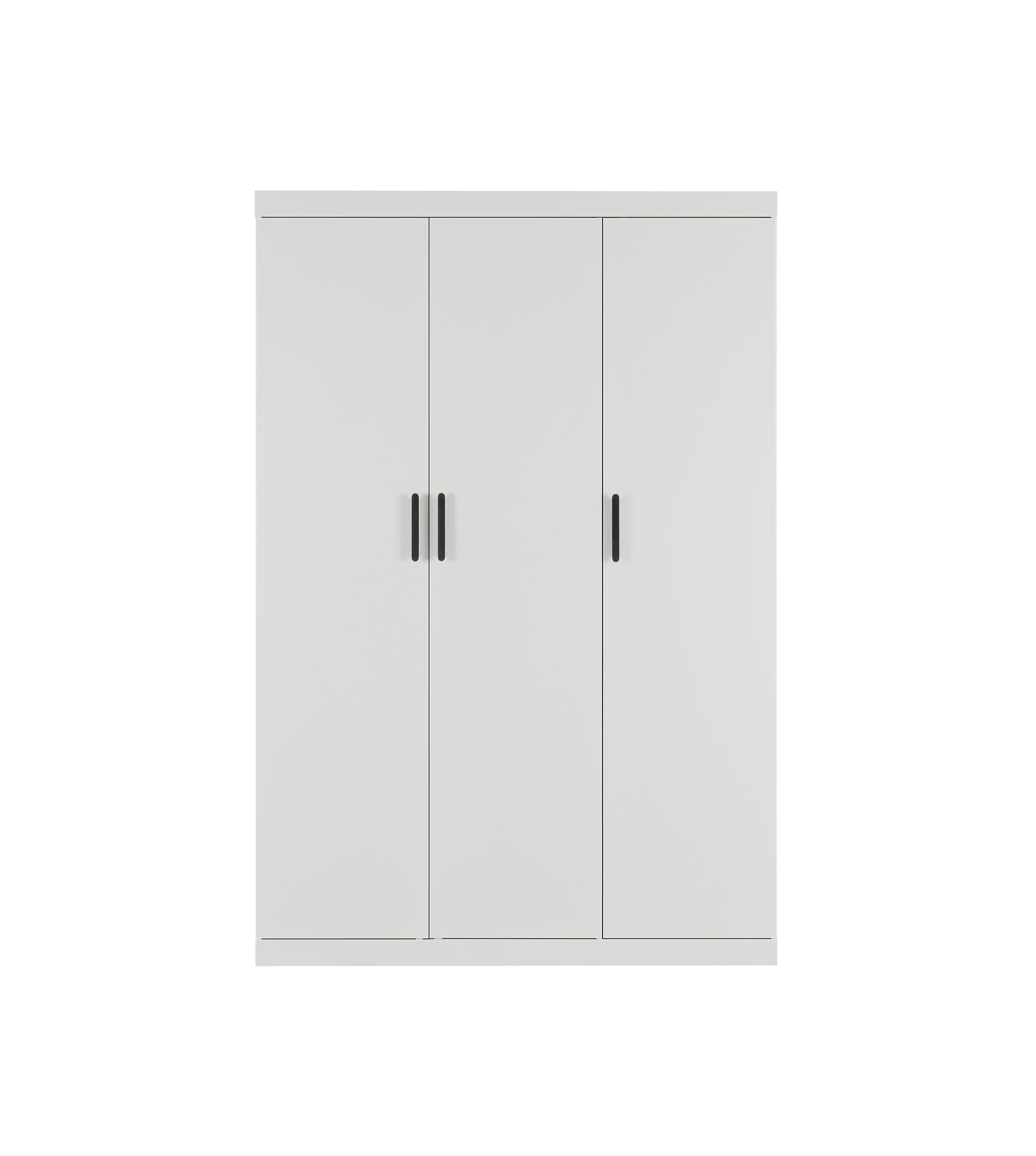 Modern White Gloss 3-Door Wardrobe with Black Handles