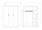 Modern White Gloss 3-Door Wardrobe with Black Handles