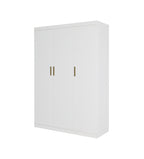 Elegant 3 Door White Gloss Wardrobe with Gold Handles