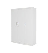 Elegant 3 Door White Gloss Wardrobe with Gold Handles