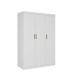 Elegant 3 Door White Gloss Wardrobe with Gold Handles