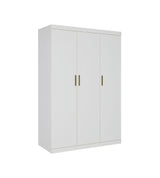 Elegant 3 Door White Gloss Wardrobe with Gold Handles