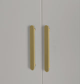 Elegant 3 Door White Gloss Wardrobe with Gold Handles