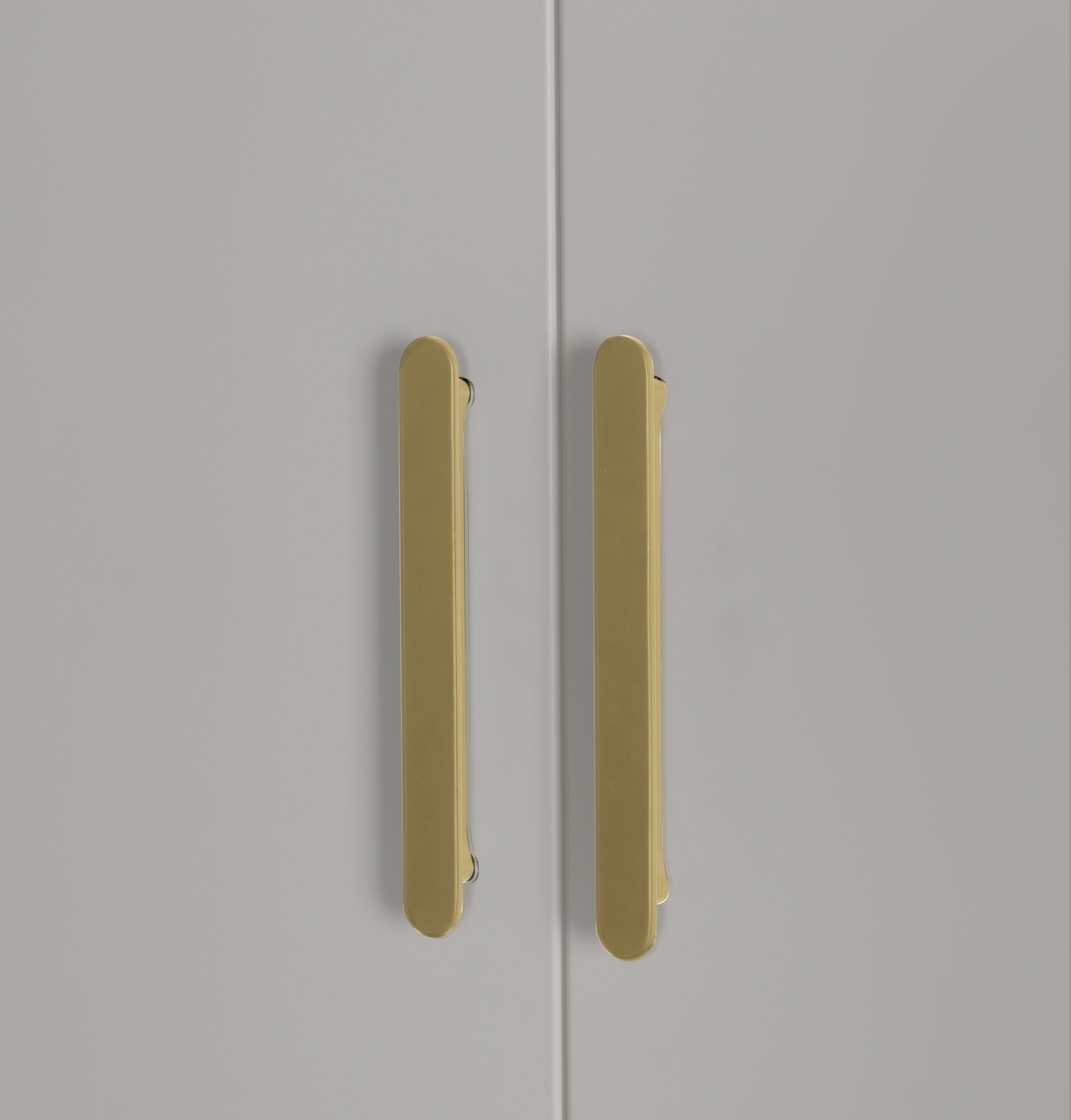 Elegant 3 Door White Gloss Wardrobe with Gold Handles