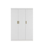 Elegant 3 Door White Gloss Wardrobe with Gold Handles