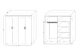 Elegant 4-Door White Gloss Wardrobe