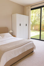 Elegant White Gloss 4-Door Wardrobe with Storage