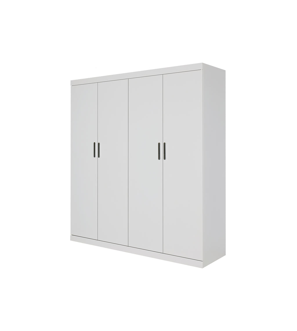 Elegant White Gloss 4-Door Wardrobe with Storage