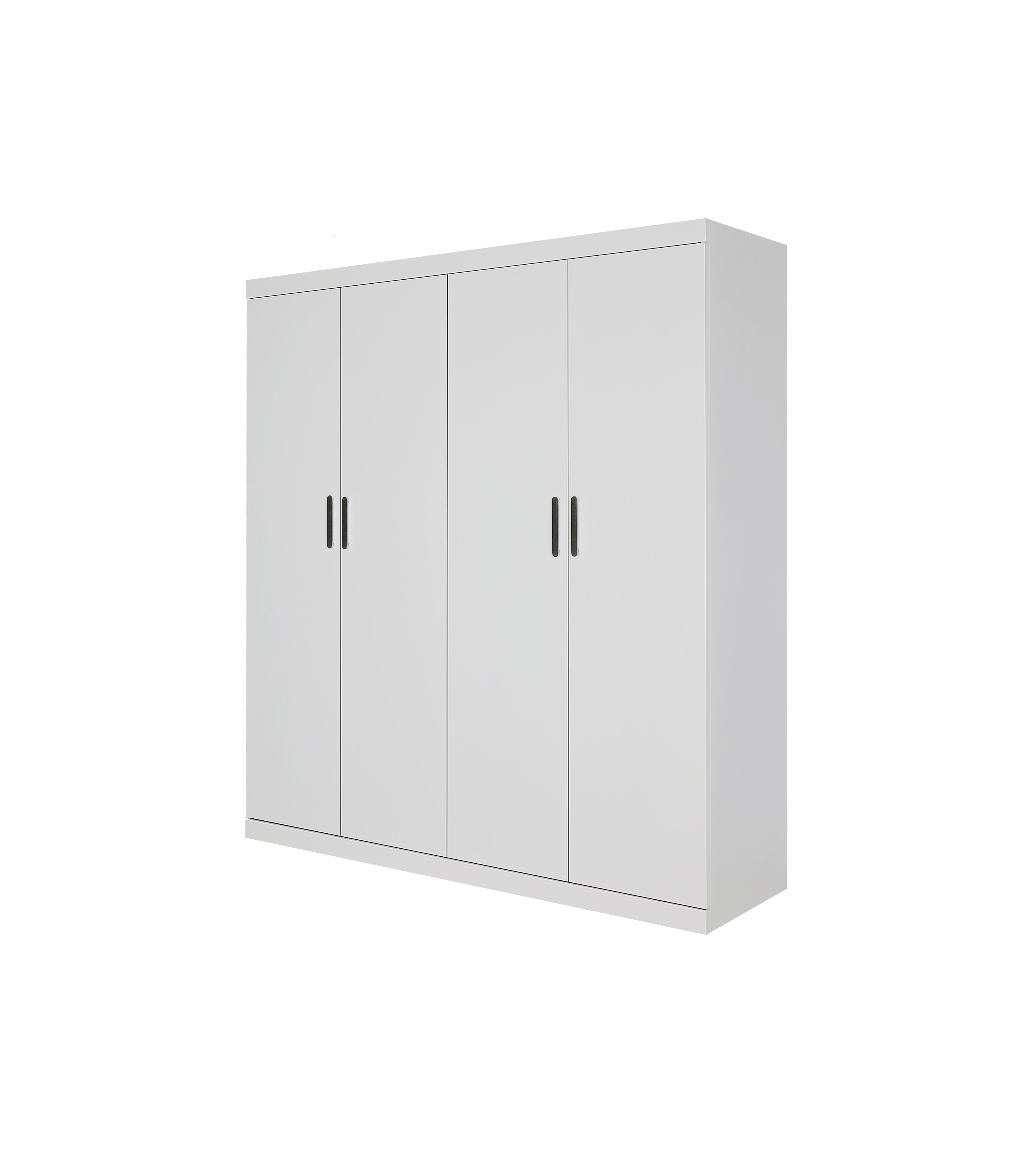 Elegant White Gloss 4-Door Wardrobe with Storage