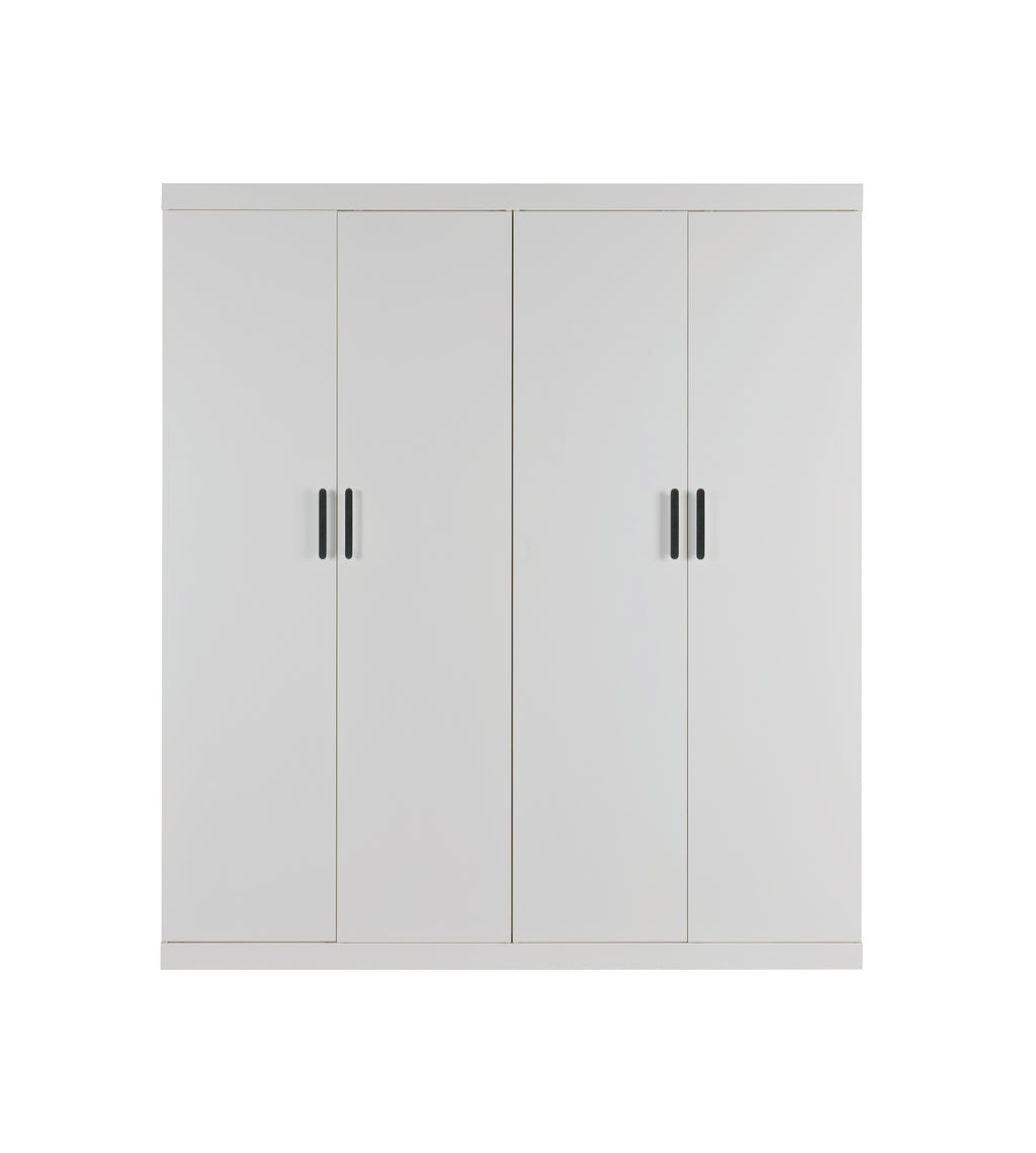 Elegant White Gloss 4-Door Wardrobe with Storage
