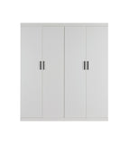Elegant White Gloss 4-Door Wardrobe with Storage