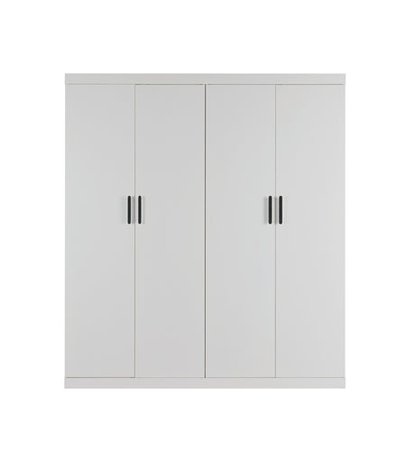 Elegant White Gloss 4-Door Wardrobe with Storage