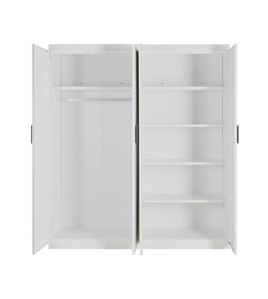Elegant White Gloss 4-Door Wardrobe with Storage