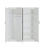 Elegant White Gloss 4-Door Wardrobe with Storage