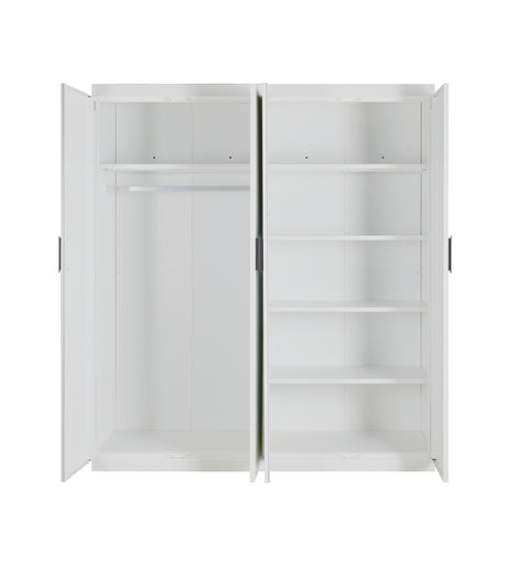 Elegant White Gloss 4-Door Wardrobe with Storage